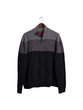Alfani Slim Fit Ribbed Colorblock High Neck Full Zip Sweater Sz XL